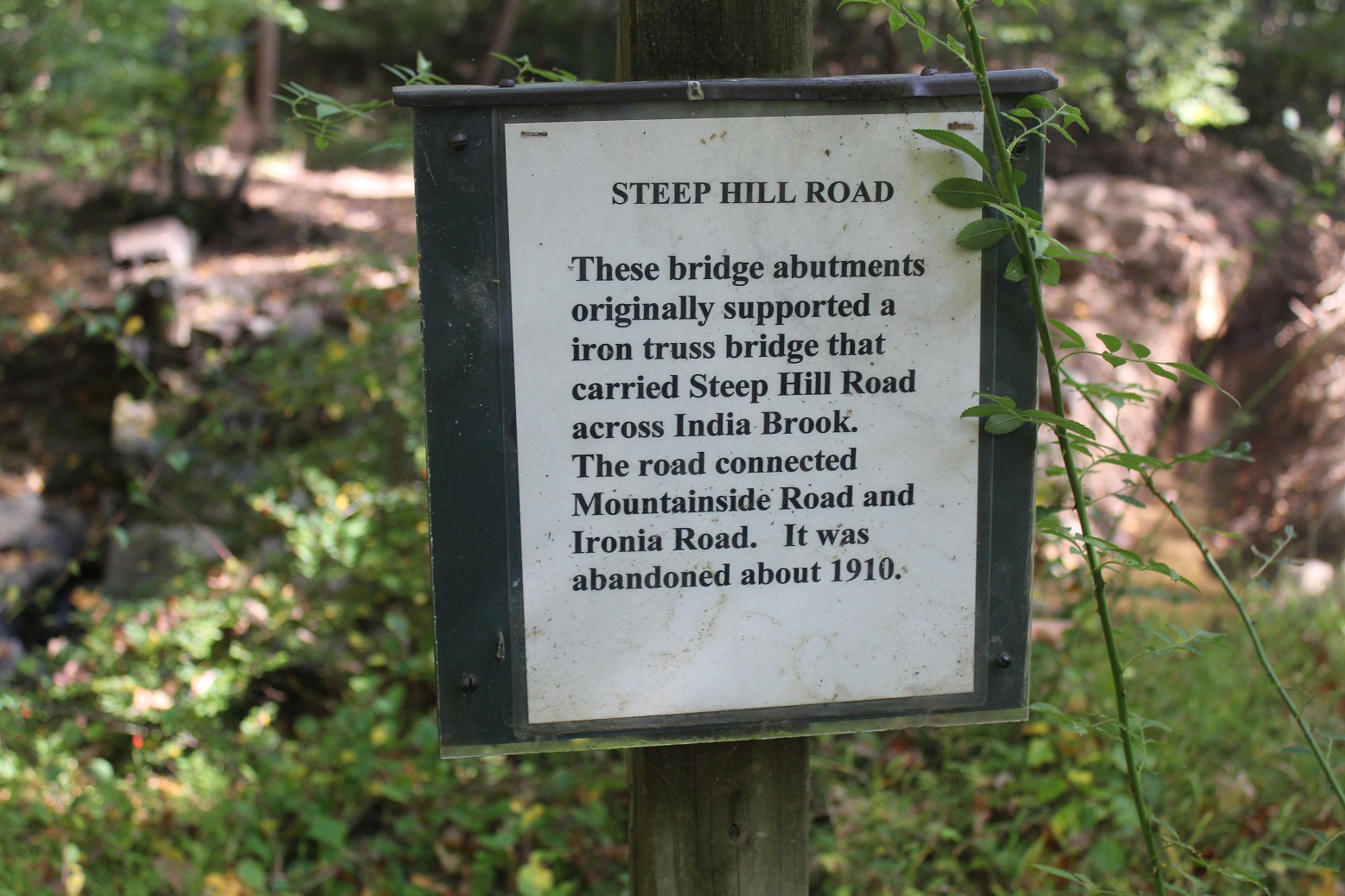 Old bridge and road sign at site.JPG